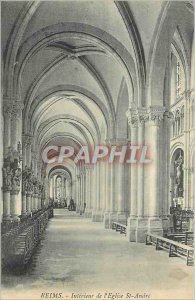 Old Postcard Reims Interior of the church ST Andre