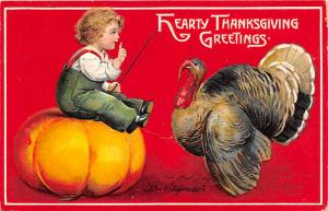 Thanksgiving, Ellen H Clapsaddle Postcard 1909 crease