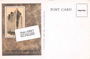 NEW YORK NY HOTEL ABBEY 51ST ST C E MOUNTEER NOTED POSTCARD c1910s