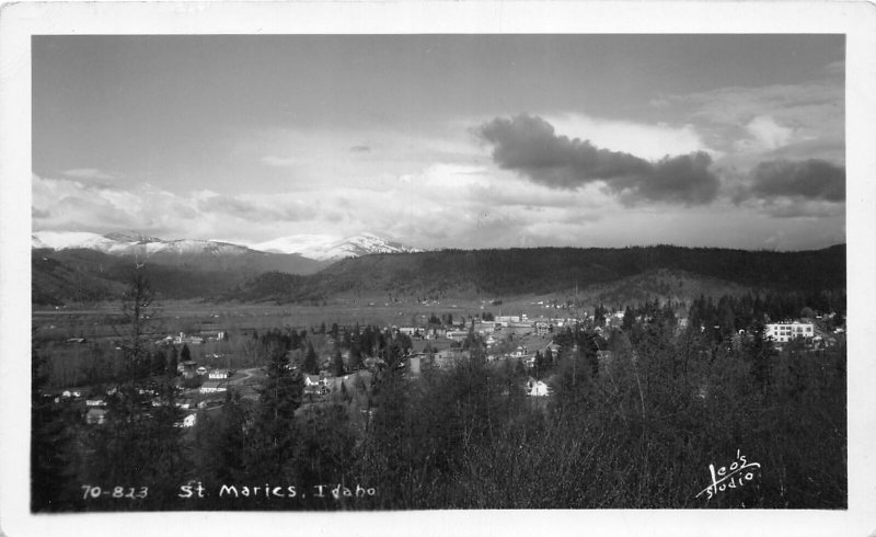 H28/ St Maries Idaho RPPC Postcard c1940s Birdseye Leo's Studio