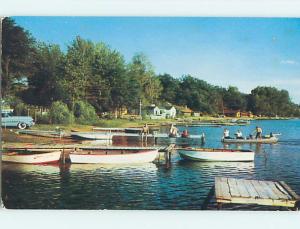 1950's FISHING BOATS AT SAND LAKE Near Cedar Springs Michigan MI j6442