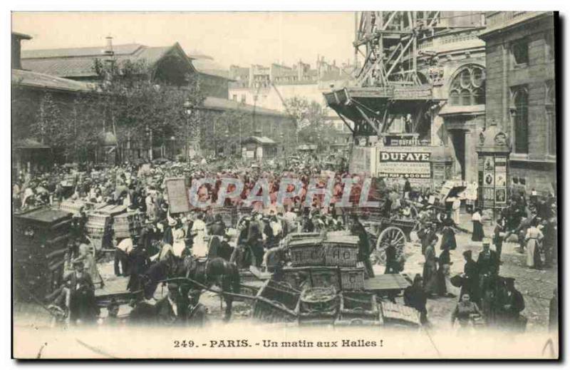 Paris Old Postcard One morning the covered market (market) TOP
