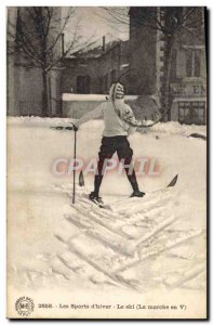 Old Postcard of Sports & # 39hiver Ski Walking V