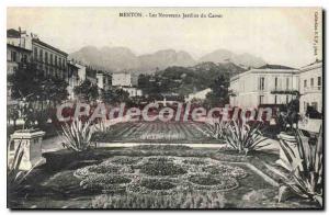 Old Postcard Menton New Jardins Du Carrei