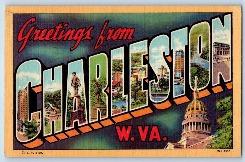 1944 Greetings From Charleston Dome Tower West Virginia Correspondence Postcard