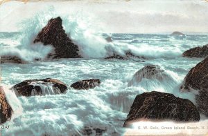 S.W. GALE GREEN ISLAND BEACH NEW ZEALAND POSTCARD (c. 1908)