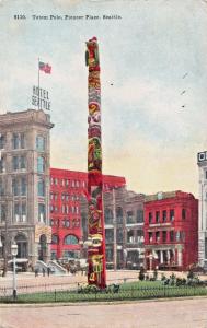 SEATTLE WASHINGTON~INDIAN TOTEM POLE-RHODES BROS 5 & 10¢ POSTCARD 1909 PSTMK