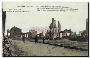 Old Postcard Clermont En Argonne Village bombard and fire by the Germans Army