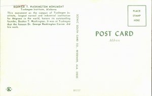 Booker T. Washington Monument, Tuskegee Institute AL Vintage Postcard A62