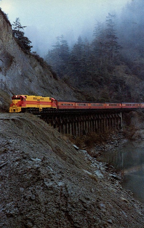 CA - Eel River Canyon, Scotia Bluffs. Train- Eureka Southern RR