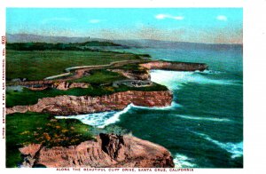 Santa Cruz, California - Beautiful Cliff Drive - c1908 -  Vintage Postcard
