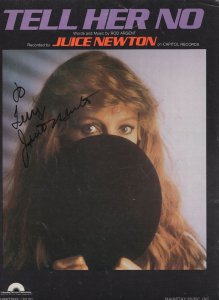 Juice Newton Tell Her No Hand Signed Autograph XL USA Sheet Music