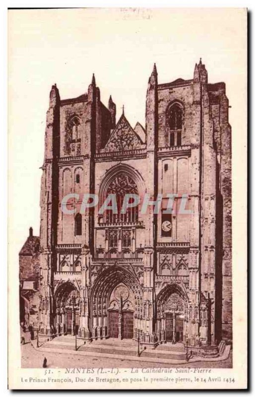 Old Postcard Nantes La Cathedrale Saint Pierre Prince Francois Duc de Bretagn...