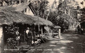 RPPC BORALESGAMUWA RURAL SCENE COLOMBO CEYLON REAL PHOTO POSTCARD (c. 1920s)