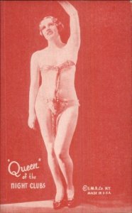 Nude Sexy Showgirl Pin-Up Exhibit Mutoscope Card RED TINT QUEEN OF NIGHT CLUBS