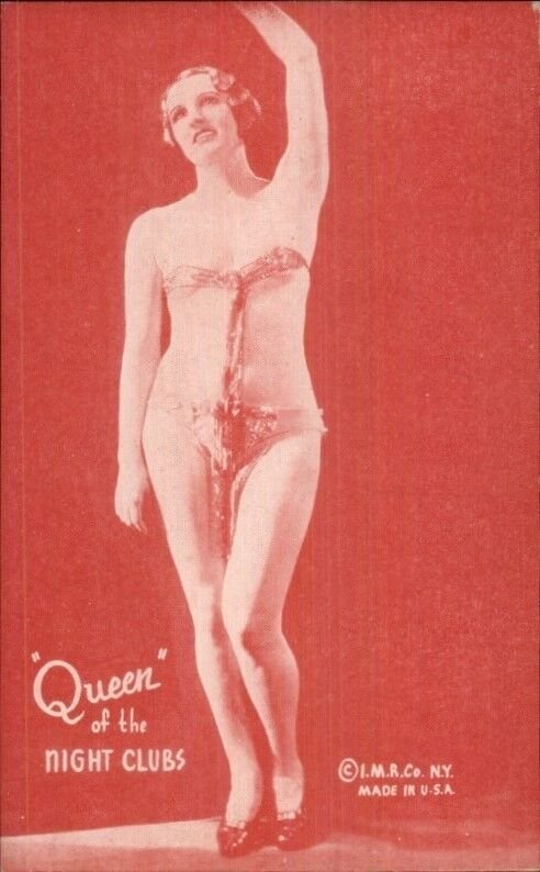 Nude Sexy Showgirl Pin-Up Exhibit Mutoscope Card RED TINT QUEEN OF NIGHT CLUBS