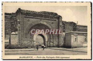 Old Postcard Porte Des Portuguese Marrakech Bab Aguenaou