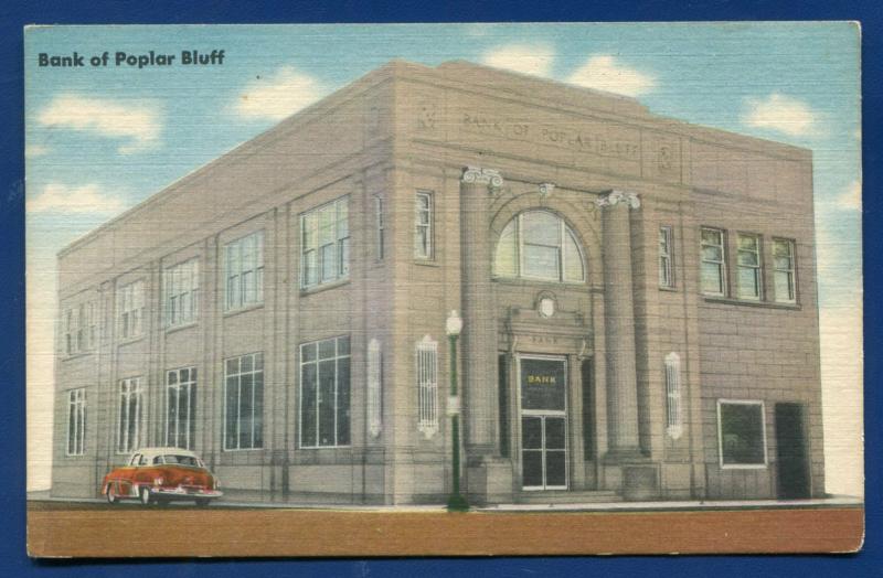 Bank of Poplar Bluff Missouri mo linen postcard