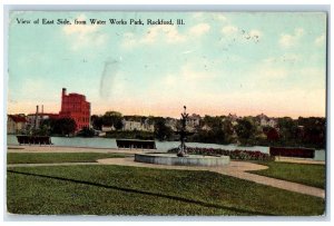 1912 View Of East Side From Water Works Park Scene Rockford Illinois IL Postcard