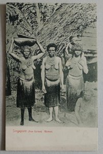 SINGAPORE NATIVE POSTCARD NEW GUINEA NATIVE WOMEN CHILD