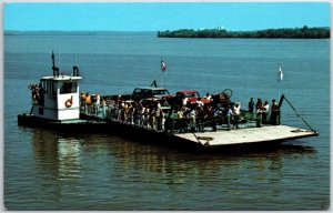 VINTAGE POSTCARD MOTOR BOAT FERRY BETWEEN NAUVOO ILLINOIS & MONTROSE IOWA 1970s