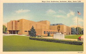 Rochester Minnesota 1940s Postcard Mayo Civic Auditorium 