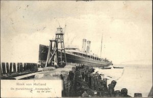 Hoek Von Holland Steamship Lighthouse Harwichboot Amsterdam Ship c1910 Postcard