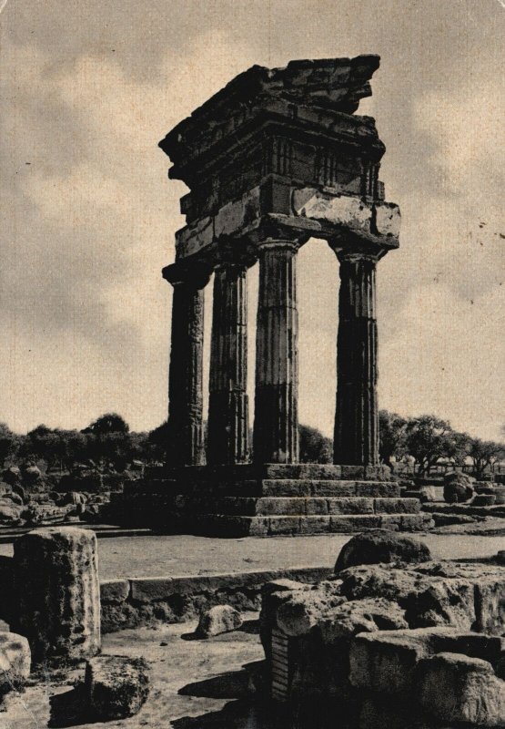 Vintage Postcard Agrigento Tempio Di Castore E Polluce Rome Italy