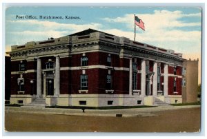 1913 Post Office Exterior Building Hutchinson Kansas KS Vintage Antique Postcard