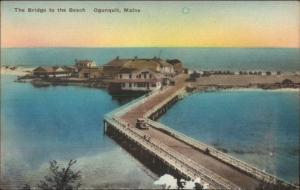 Bridge to Beach Hand Colored Postcard