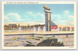 Linen~The Rocks @ Fort Christiana Park Wilmington Delaware~Vintage Postcard