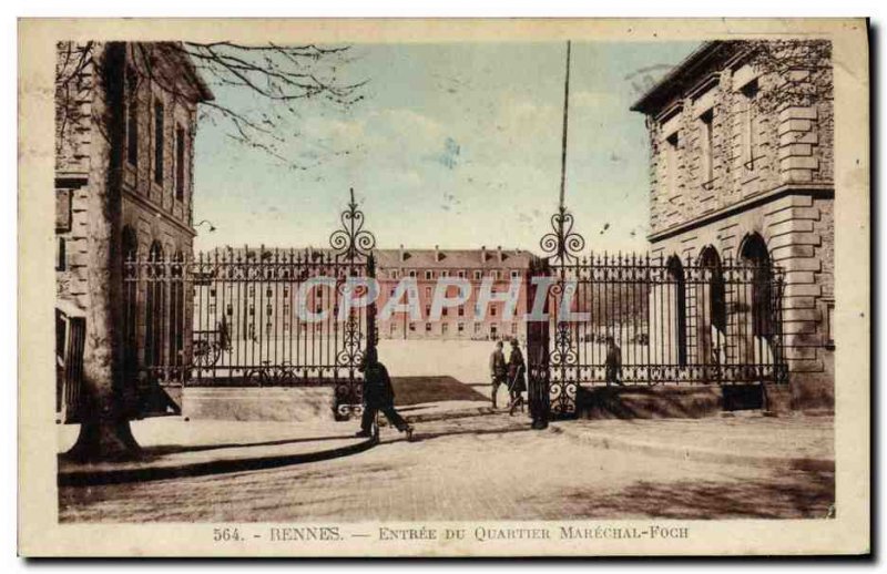 Old Postcard Rennes Entree Du Quartier Marechal Foch Army