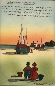 Freeport IL on Front Dutch Scene Handmade? c1910 Postcard