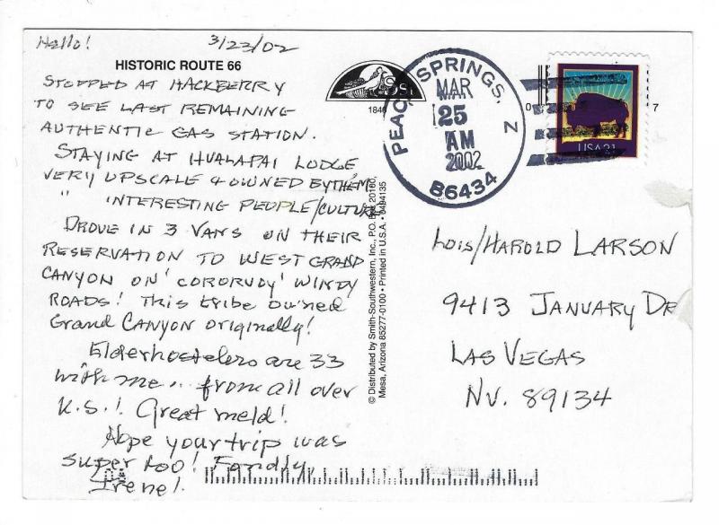 2002 Route 66 Arizona Postcard - Read Note On Back  (MM146)
