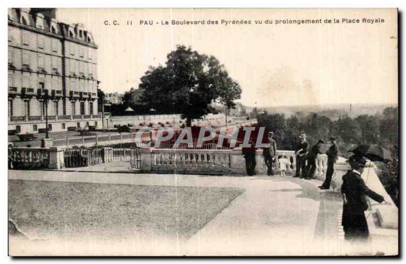 Old Postcard Pau Boulevard des Pyrenees saw the extension of the Place Royale