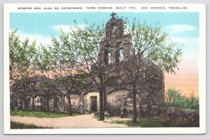 San Antonio TX~Mission San Juan De Capistrano 3rd Mission~Vintage Postcard