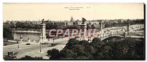 Postcard Old Large Format Paris Alexandre III bridge 28.5 * 11 cm