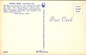 Postcard Multiple Views of Capitol Motel in South Bend, Indiana