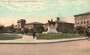Vintage Postcard Union Station & Burnside Monument Providence Rhode Island RI