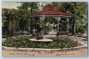 Costa Rica Postcard Fountain Limon Park Bandstand c1910 Antique Posted