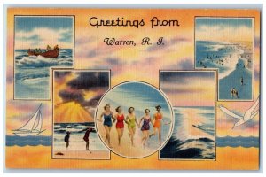 Warren Rhode Island RI Postcard Greetings Multiview c1930's Unposted Vintage