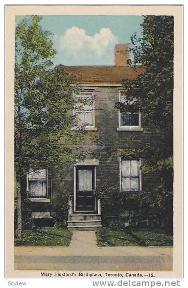 Mary Pickford's Birthplace, Toronto, Ontario, Canada, 1930-1940s