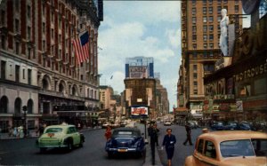 New York City NYC NY Times Square 1950s Street Scene Taxi Cabs Vintage PC