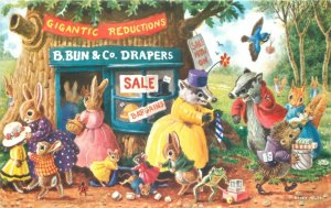 Postcard 1960s Racey Helps Dressed Animals sale Anthroporphic Comic 22-12659