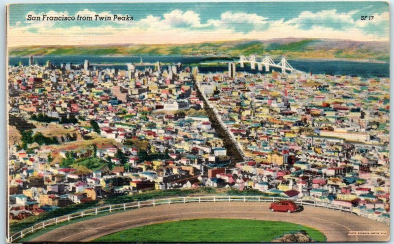 Postcard - San Francisco from Twin Peaks 