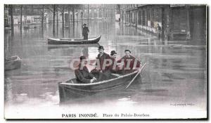 Old Postcard Paris Floods Place du Palais Bourbon Milk of Appenzell Advertise...