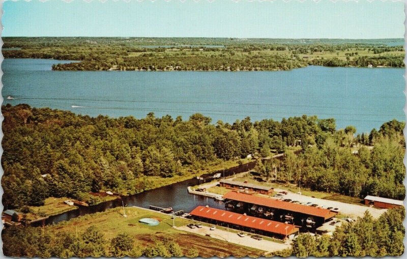 McPhee Bay Harbour Marina Lake Simcoe Ontario ON Birdseye Vintage Postcard F85