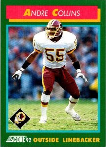 1992 Score Football Card Andre Collins Washington Redskins sk21458