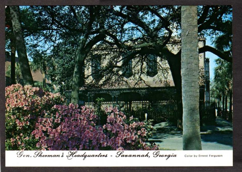GA General Sherman Headquarters Civil War Savannah Georgia Postcard Union