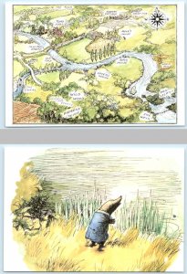 2 Postcards WIND IN THE WILLOWS ~ Map & Mole E.H. SHEPARD  4x6 Repro 1971